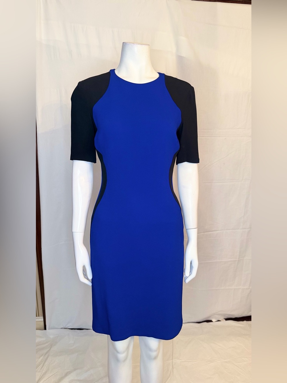 Stella McCartney Royal Blue and Black Panel Midi Dress